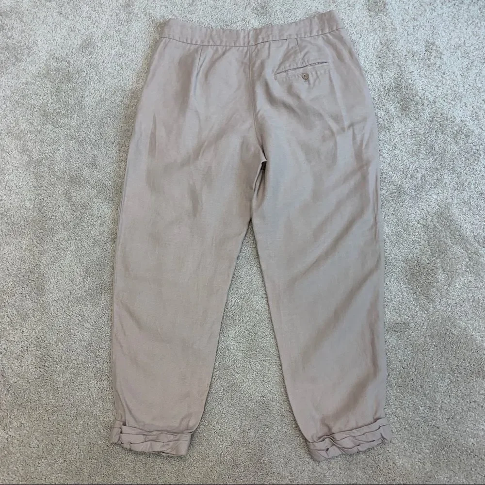 ARITZIA Wilfred Allant Tan Brown Linen pants in Nutmeg drawstring Sz 0🔥